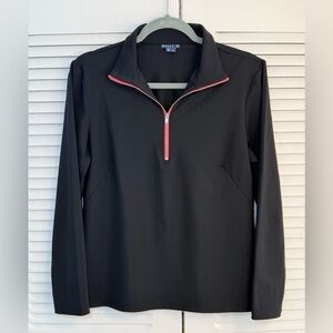 Melly M Women's Large Black 1/4 Pink Zip Smooth Performance USA UPF Resort Golf